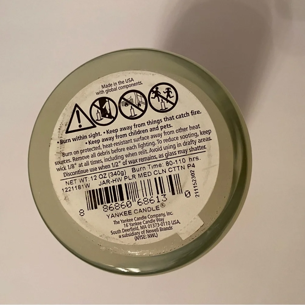 YANKEE CANDLE NEW JAR CLEAN COTTON USA 12 oz Home Accent